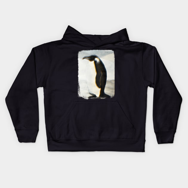 Penguin Painting Glitch Kids Hoodie by DyrkWyst